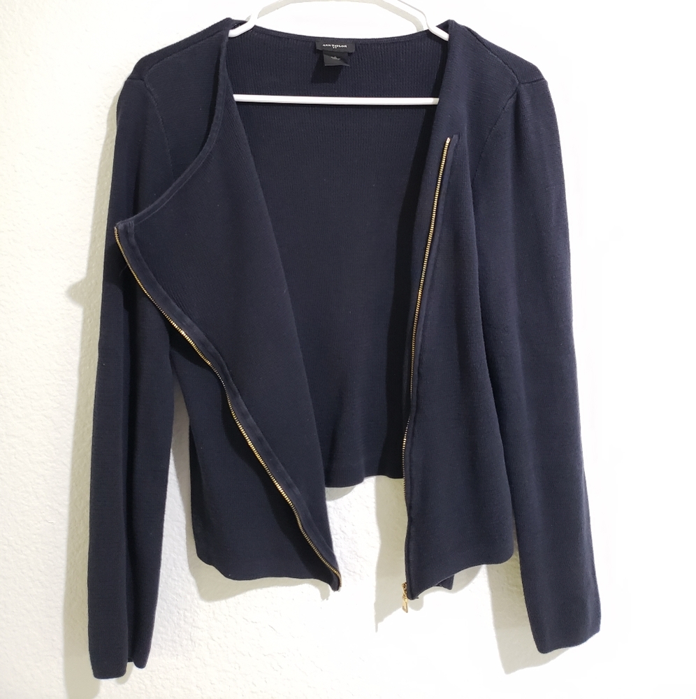 Ann Taylor diagonal zip sweater